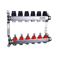 Изображение Коллекторная группа 1" - 3/4" из нержавеющей стали с расходомерами на 6 выходов Tim KDS5006